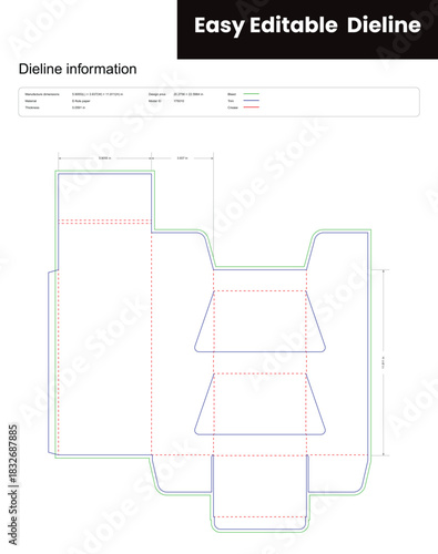 Billede på lærred 3 tier product display stand_ dieline template box dieline die lines packaging c