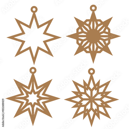 Christmas star ornament  vector cartoon illustration