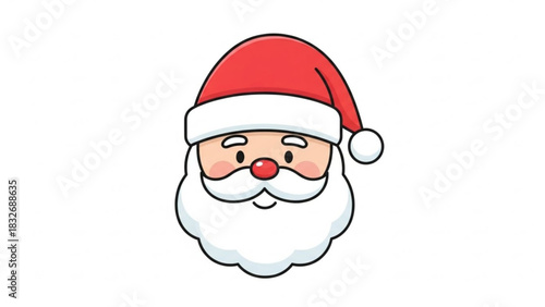 A cute cartoon illustration of santa claus s happy face with a red hat and white beard perfect for christmas and holiday designs
