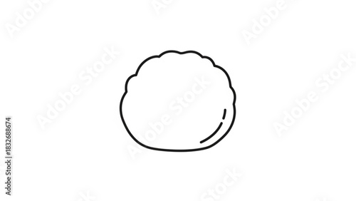 Simple black outline drawing of a round fluffy cloud with a dashed line indicating a shadow on a white background