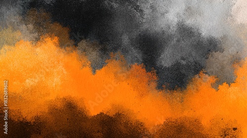 A modern orange and black watercolor gradient background, evoking autumn vibes and Halloween symbolism, blending warmth and mystery for a vibrant seasonal atmosphere. High quality