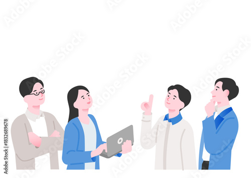 アイデアを考える複数人のビジネスパーソン