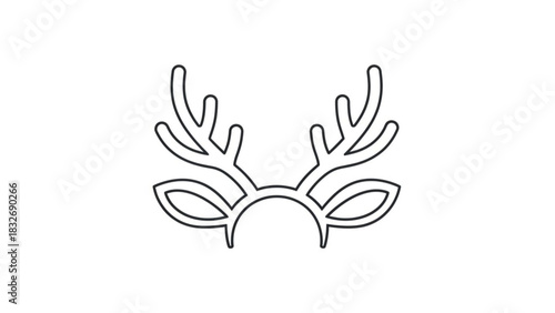 Simple outline illustration of reindeer antlers and ears on a headband perfect for holiday crafts and festive designs
