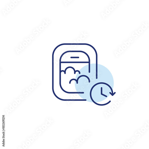Airplane window and clock. Trip countdown. Pixel perfect, editable stroke vector icon
