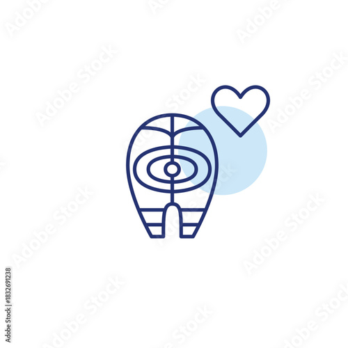 Salmon steak and heart. Healthy groceries for cooking. Customer favorite. Fresh seafood. Pixel perfect, editable stroke vector icon