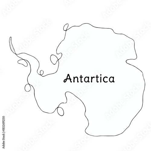 antartica continuous line map. line art of antartica map. single outline vector illustration	