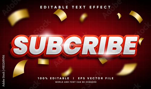 subcribe 3d vector text effect with modern style
