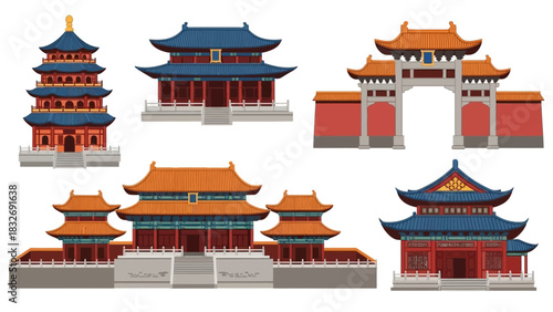 Collection of Traditional Chinese Architectural Structures and Buildings