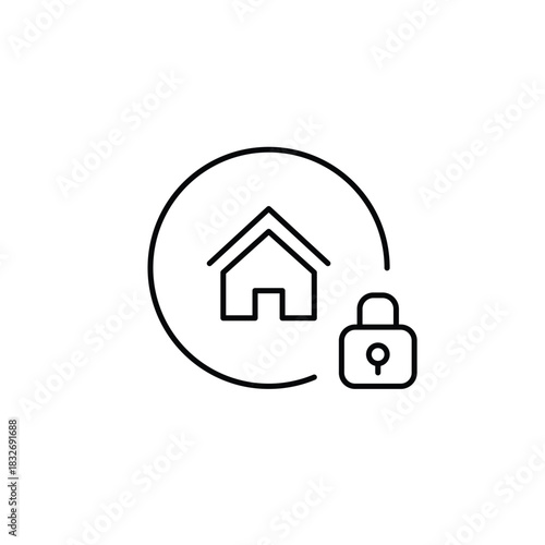 House and lock. Smart home security, safe living and personal space. Pixel perfect, editable stroke vector icon