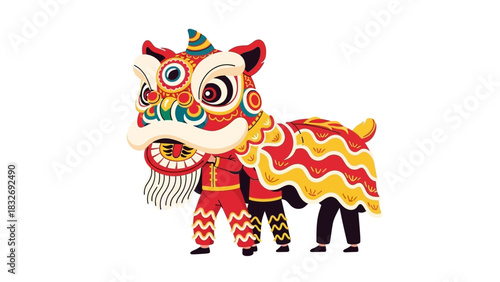 Vibrant Chinese Lion Dance Performance for Cultural Celebrations and Festive Events