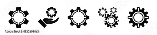 Setting and gears icon set. Set of preference, gear icon elements - Stock Vector 