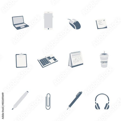 Minimalist Work Desk Clipart Set
