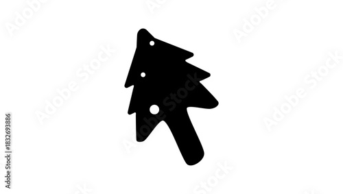 Christmas Arrow cursor , black isolated silhouette
