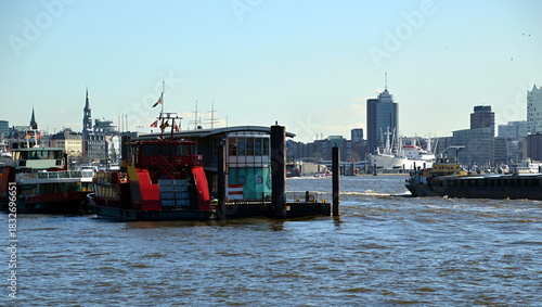 Panorama at the Landungsbrücken in the Hanse City Hamburg