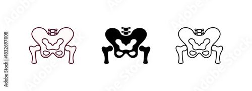 Pelvis black icon isolated on white background.
