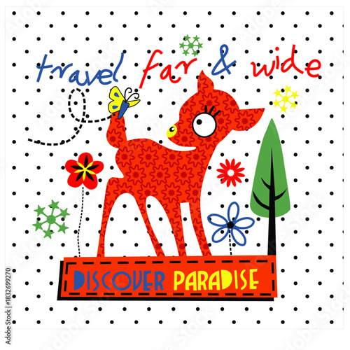 cute dear print t shirt vector art