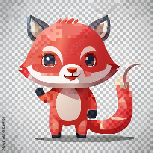 Adorable Pixelated Fox Waving Hello With a Cheerful Expression