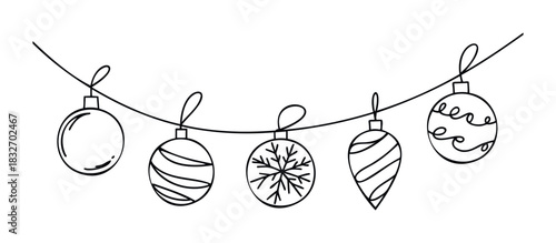 Festive holiday garland with assorted Christmas ornaments including a snowflake and teardrop shape, perfect for seasonal celebrations and winter themes.