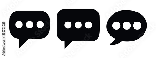 Speech bubbles with ellipses icons symbolizing conversation and communication for messaging apps, social media, and online dialogue platforms.