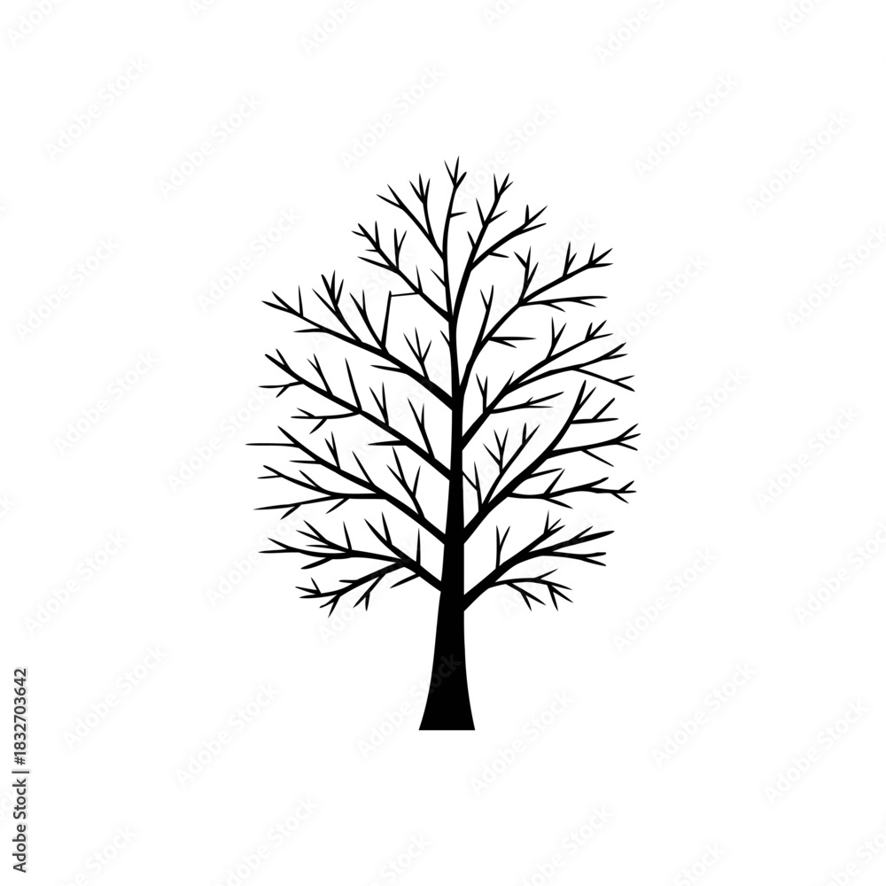 Obraz premium tree silhouette icon isolated on white background, dead tree vector