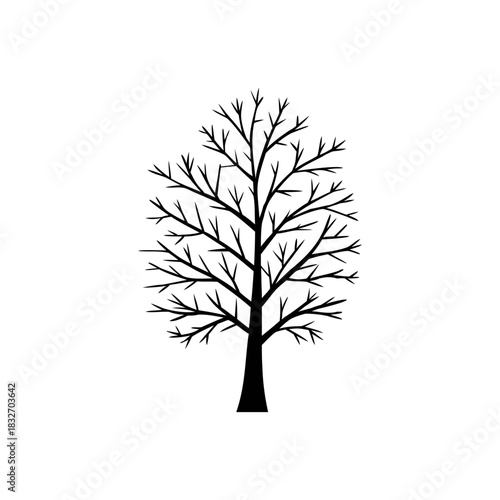 tree silhouette icon isolated on white background, dead tree vector