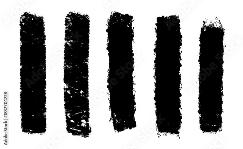 Grunge roller marks fused with linocut cuts and textured paint. Brush strokes echo rough brush edges, adding strong paint layers and expressive roller effects.