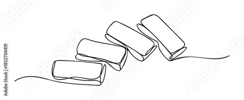 Abstract continuous line drawing of four rectangular shapes stacked and angled, ideal for conceptual graphics and modern web elements