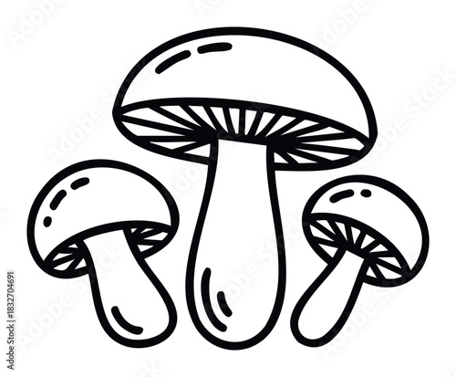 A simple graphic of three clustered mushrooms with visible gills and stems, perfect for food blogs, foraging guides, or harvestthemed projects.