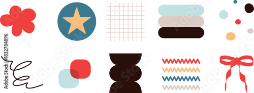 abstract flat shape set for design in modern color 