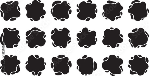 Abstract organic fluid blob shapes vector collection with irregular forms and thin white outlines on a clean background Vector