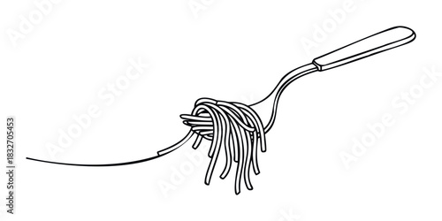 Single fork lifting a serving of spaghetti noodles creating a simple and appealing visual for foodrelated topics and culinary content.