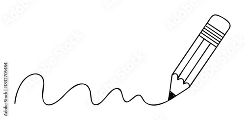 Pencil drawing wavy line symbolizing creativity and the process of writing, ideal for educational and conceptual projects