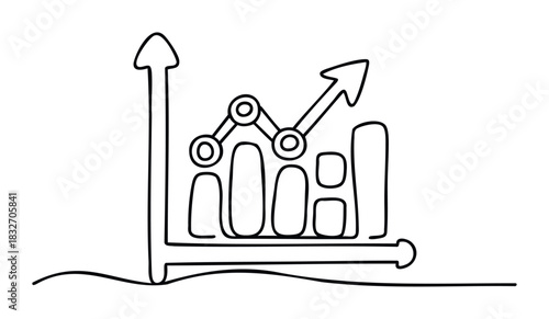 Abstract line graph with upward trend and progress bars symbolizing business growth and financial success for presentations and reports