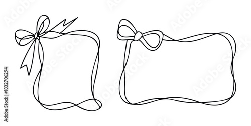 Hand drawn ribbon frames with bows perfect for gift tags invitations and journaling adding a celebratory festive touch to any creative project