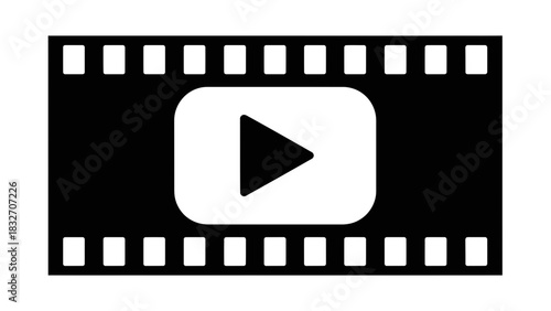 Film Strip Video Play Icon – Multimedia Movie Streaming and Playback Symbol
