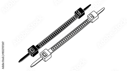 Zip Tie Cable Fastener Illustration – Adjustable Nylon Strap Wiring Organizer