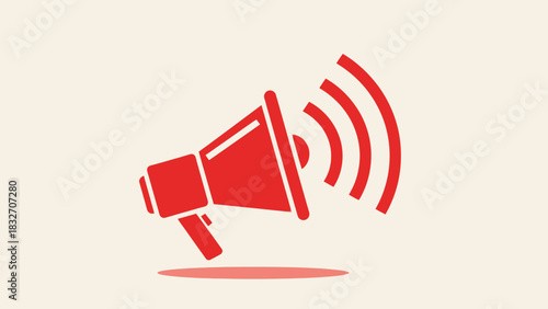 Red Megaphone Announcement Icon – Communication and Alert Symbol Illustration