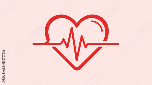 Heartbeat Line Heart Icon – Medical Health and Cardiogram Illustration