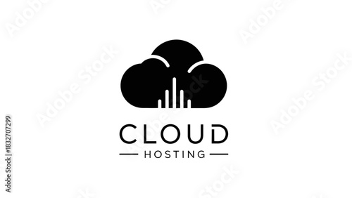 Cloud Hosting Logo Design – Modern Data Storage and Server Technology Icon