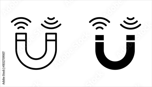 magnet icons set, vector, sign, symbol, logo, illustration, editable stroke on white background