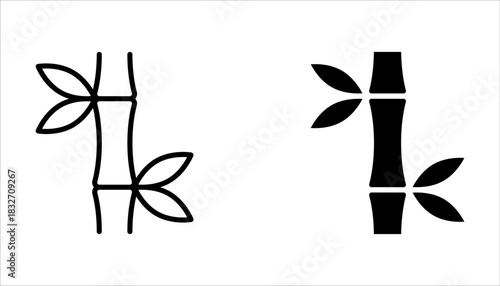 bamboo icon set. Linear style sign for mobile concept and web design. bamboo symbol illustration on white background