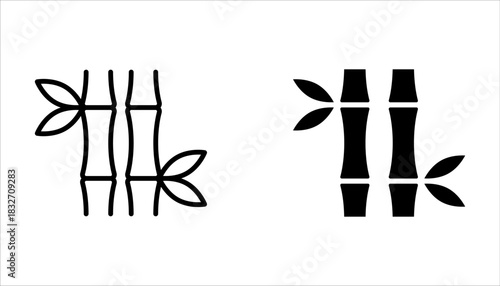 bamboo icon set. Linear style sign for mobile concept and web design. bamboo symbol illustration on white background