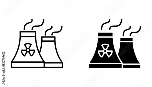 Nuclear icon set, Power Plant, Radiation icons. Radiation symbols isolated on white background.