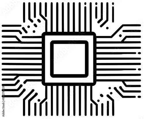 Black White Chip: Heart Machine | Clean, isolated vector art for creative projects.