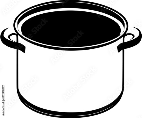 Classic Black White Illustration Pot Stove | Clean, isolated vector art for creative projects.