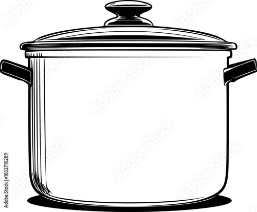 Elegant Cast Iron Dutch Oven, Timeless Cooking Companion | Clean, isolated vector art for creative projects.