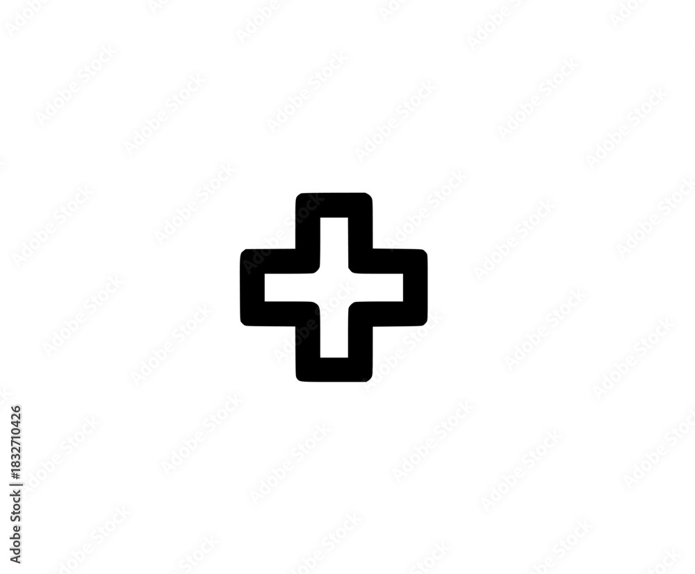 Fototapeta premium Black White Abstract Cross Icon | Clean, isolated vector art for creative projects.
