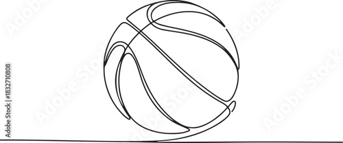 continuous line of basketball.one line drawing of vector illustration. line art isolated. one line Icon drawing