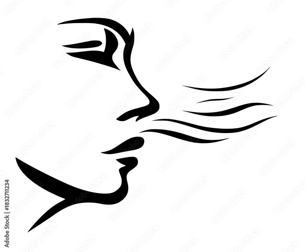 Fototapeta premium Whispers Wind: Face Speaks Silence | Clean, isolated vector art for creative projects.