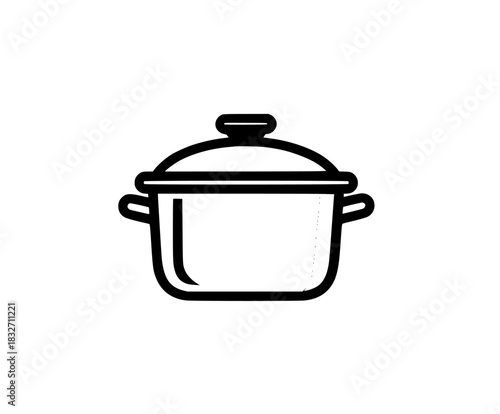 classic Dutch oven pot - timeless culinary companion black white | Clean, isolated vector art for creative projects.